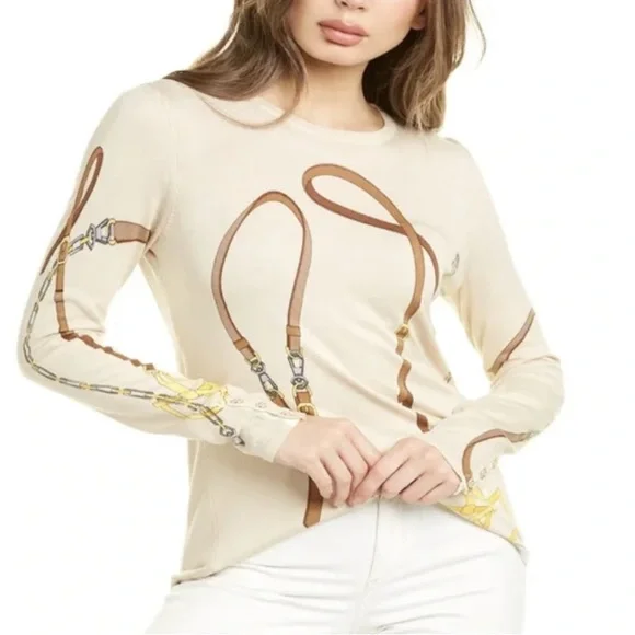 🛑SOLD J. McLaughlin Lenny Equestrian Sweater in Sand Women’s Large - Picture 1 of 10